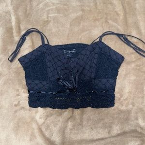 Navy blue lace crop top